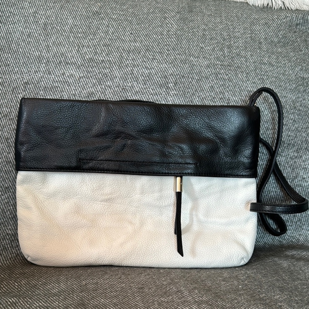 Banana Republic Black and White Leather Crossbody Bag